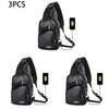 Simple and fashionable casual men's PU chest bag with USB charging and zipper crossbody design for commuting