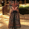 Fold Elegant Vintage Print Open Front Abaya, Lightweight Flowy Loose Fit Women's Modest Fashion Long Kimono Cardigan