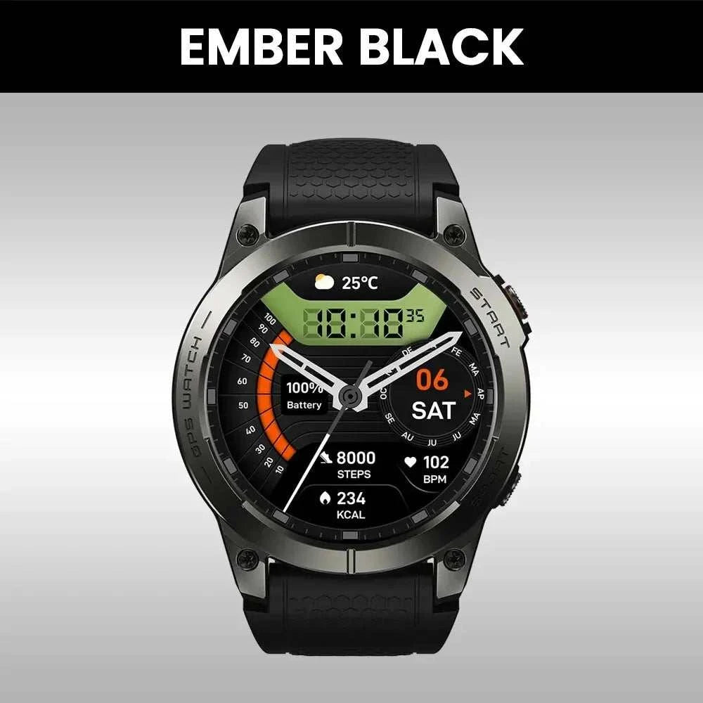 ساعة ذكية جديدة Zeblaze Stratos 3 Pro بنظام تحديد المواقع GPS، شاشة AMOLED عالية الدقة بحجم 1.43 بوصة، نظام تحديد المواقع GPS مدمج، مكالمات هاتفية عبر البلوتوث، ساعة ذكية رياضية للرجال