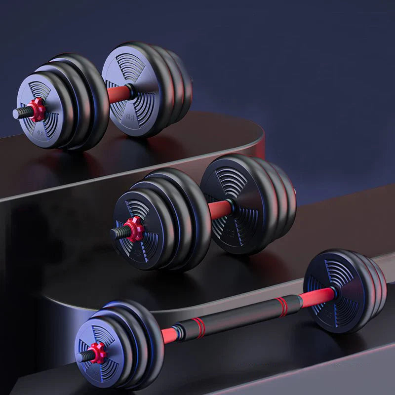 Adjustable dumbbell to barbell set with anti-slip grip and versatile weight plates for home gym strength training