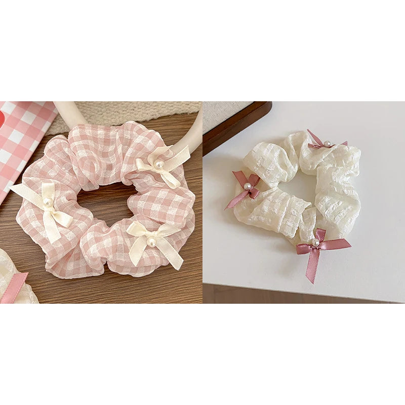 1/2 Pcs Black White Dot Hair Scrunchies Women Girls Simulation Silk Hair Ties Elastic Hair Loop Ponytail Hair Accessories Sets M