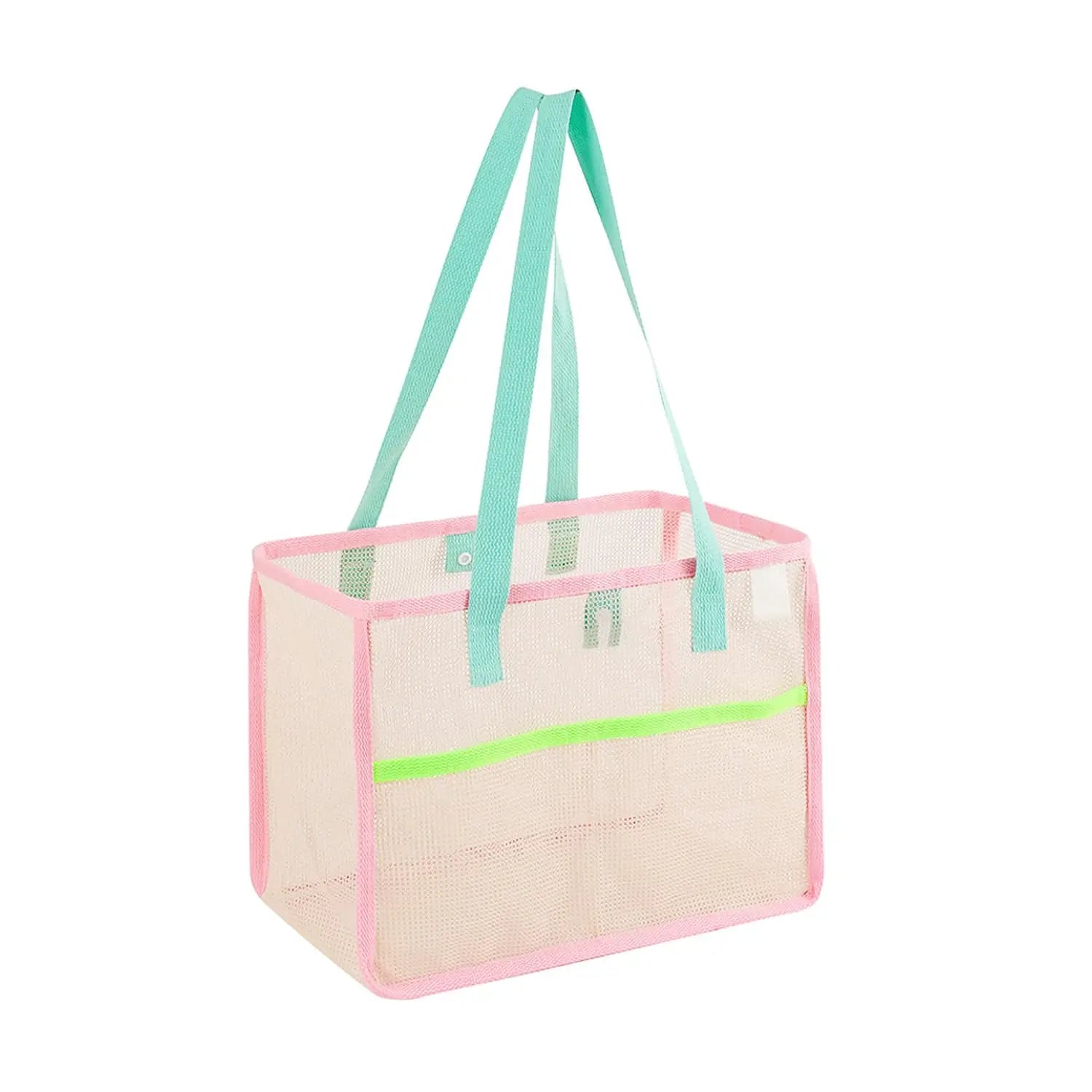 Beach Bags for Women Colorful Foldable Net Sand Tote Bag Travel Pool Storage Pocket for Beach Accessories