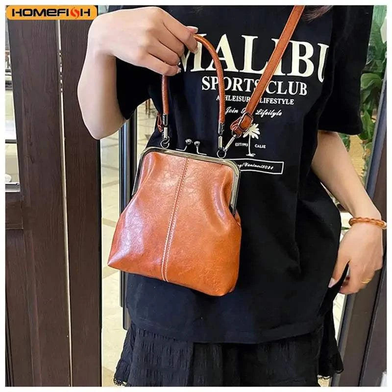HOMEFISH Vintage Style Women Handbag Brown Versatile Designer Shoulder Bag PU Leather Ladys Shell Purses Crossbody Bags