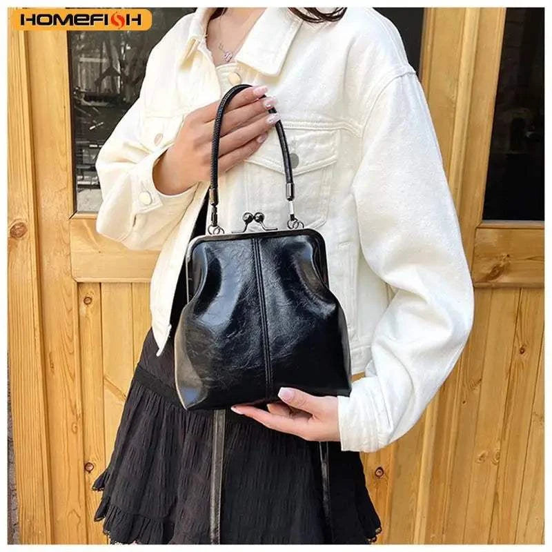 HOMEFISH Vintage Style Women Handbag Brown Versatile Designer Shoulder Bag PU Leather Ladys Shell Purses Crossbody Bags