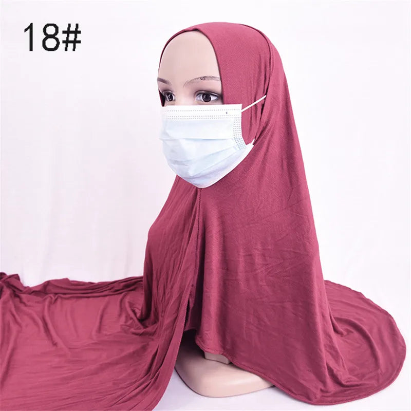 Ready to Wear Hijab Scarf with Earhole Women Stretchy Cotton Muslim Headscarf Female Head Wraps Scarves Islam Neck Head Shawls