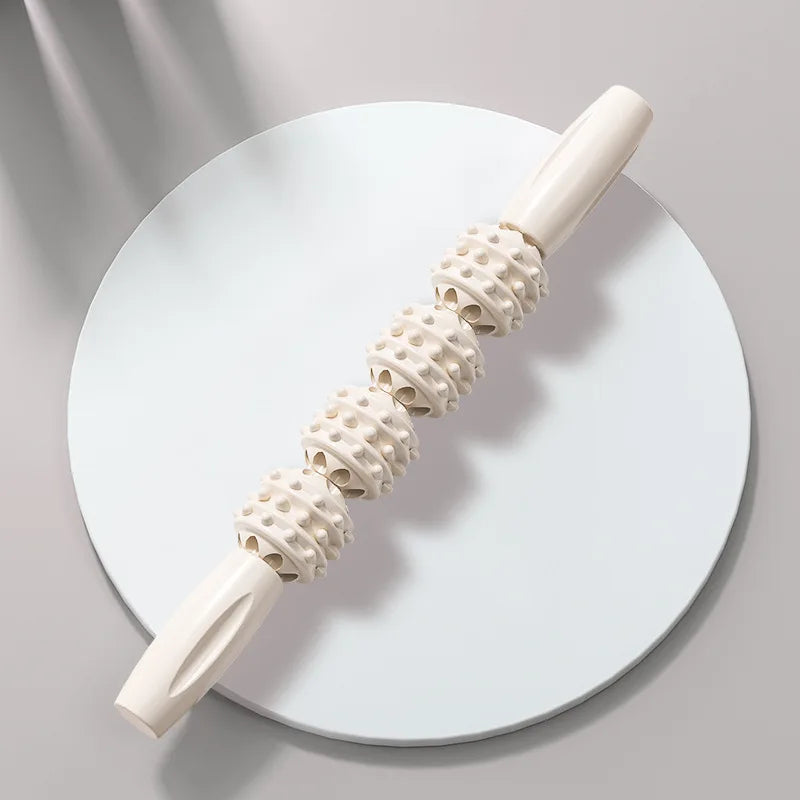 Muscle Roller Stick handheld fascia massage tool with four massage balls and anti-slip handle for deep tissue muscle relief