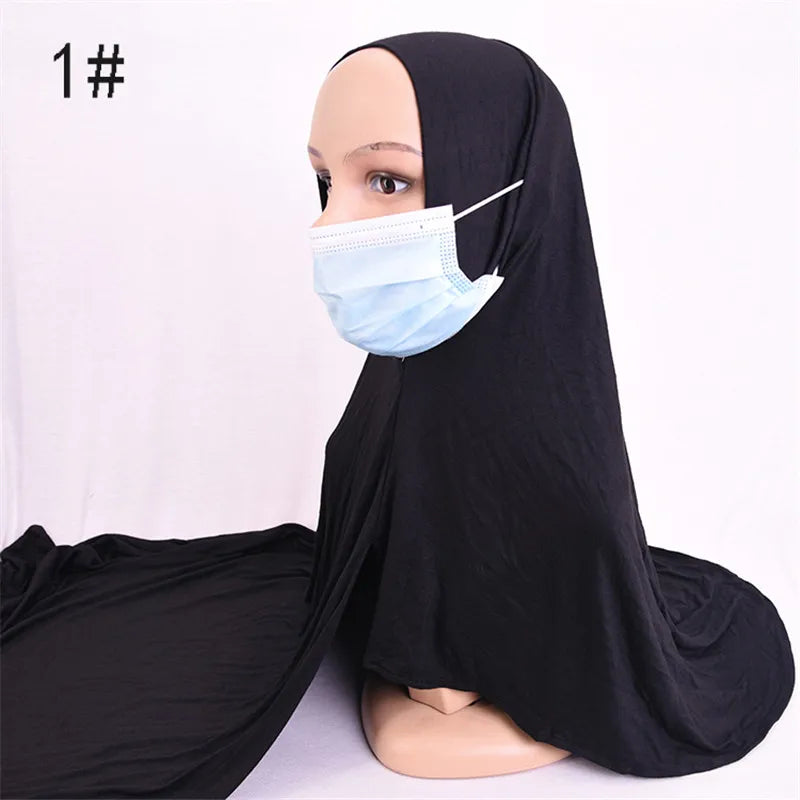 Ready to Wear Hijab Scarf with Earhole Women Stretchy Cotton Muslim Headscarf Female Head Wraps Scarves Islam Neck Head Shawls