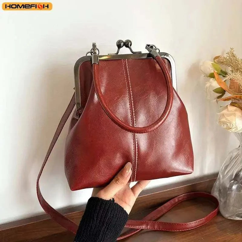 HOMEFISH Vintage Style Women Handbag Brown Versatile Designer Shoulder Bag PU Leather Ladys Shell Purses Crossbody Bags