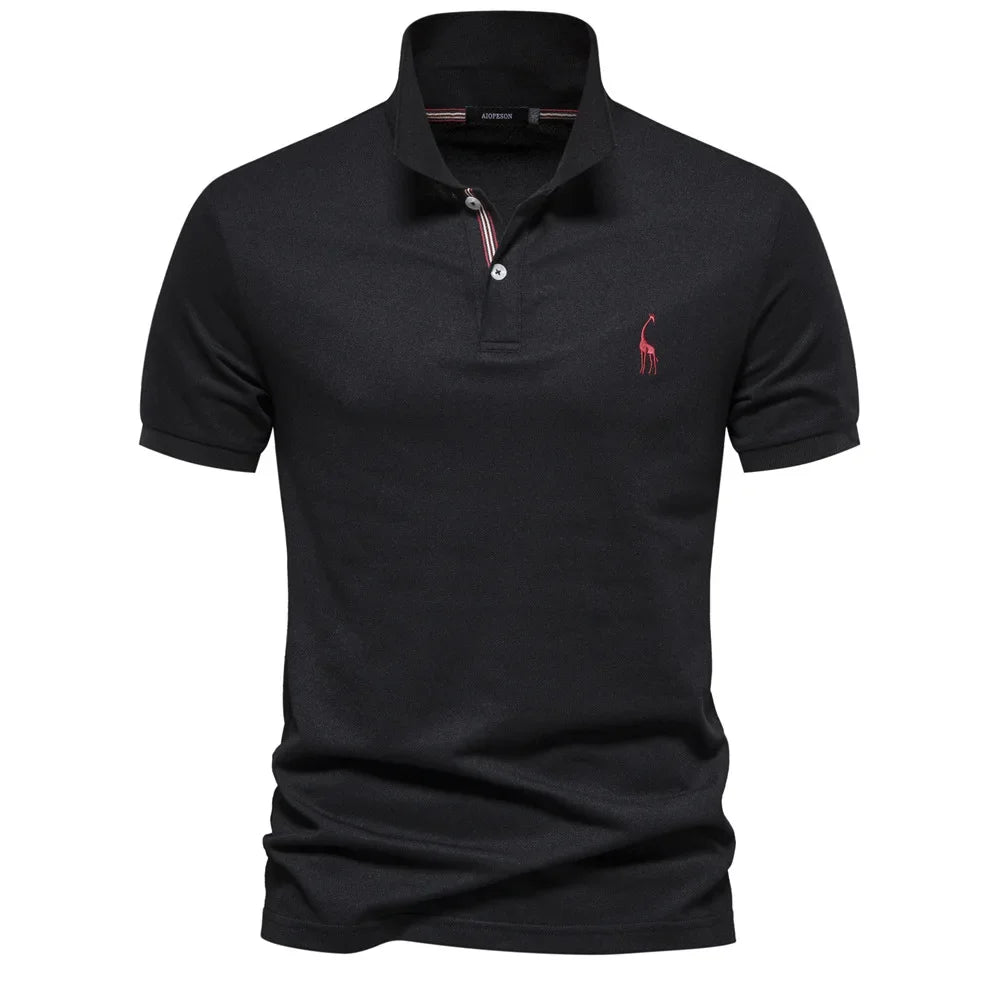 Premium Men's Polo Shirt Deer Embroidery Design 80% Cotton EU Size Casual Short Sleeve Shirts Business Polo Tops Hot Seller