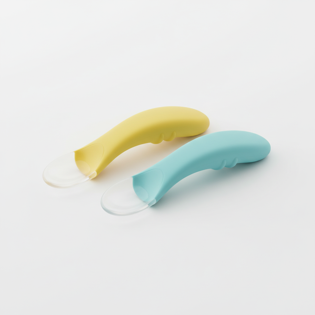 2Pcs Silicone Baby Food Pouch Squeeze Spoon