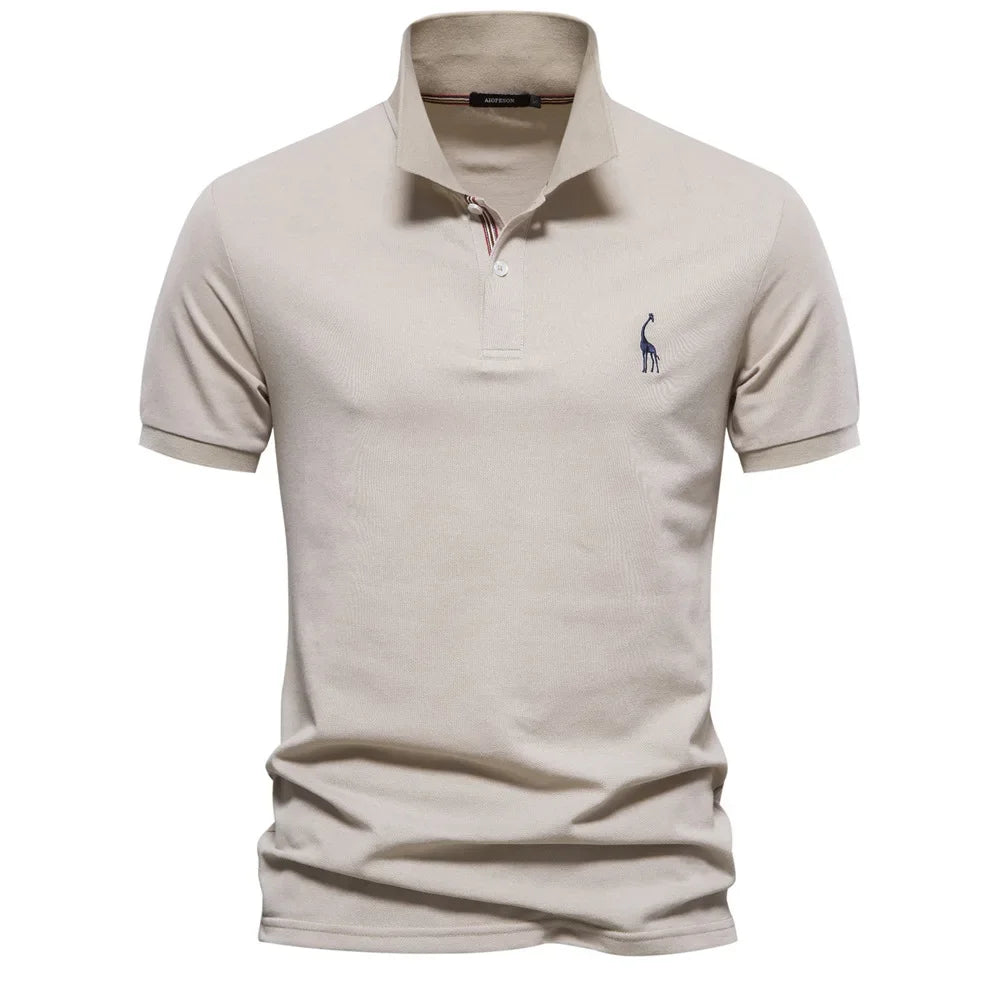 Premium Men's Polo Shirt Deer Embroidery Design 80% Cotton EU Size Casual Short Sleeve Shirts Business Polo Tops Hot Seller