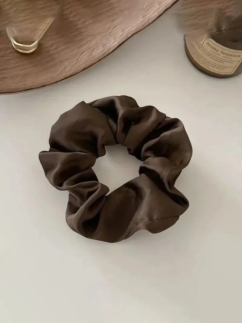 1/3PCS Vintage Silk Hair Scrunchies Elastic Hair Bands Solid Color Women Girls Headwear Ponytail Ties Rope Hair Accessories