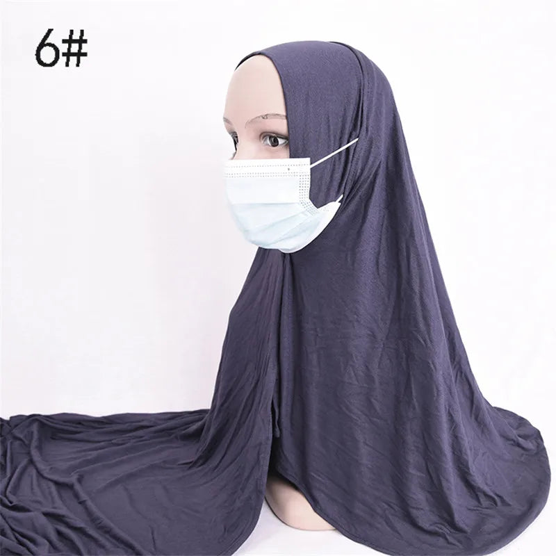 حجاب جاهز للارتداء مع فتحة أذن للنساء، وشاح قطني مطاطي للمسلمات، أغطية رأس نسائية، أوشحة إسلامية للرقبة والرأس