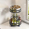 360° Rotation Carbon Steel Spice Rack Organizer Non-Skid Kitchen Storage Tray for Seasonings And Cans - Efficient Spice