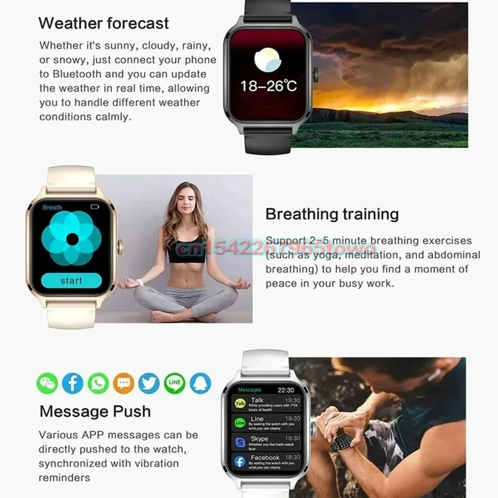 ساعة ذكية لأجهزة أندرويد وIOS بشاشة 1.83 بوصة عالية الدقة، مكالمات بلوتوث، تنبيه الرسائل، وضع الموسيقى والرياضة، ساعة ذكية هدية للرجال والنساء