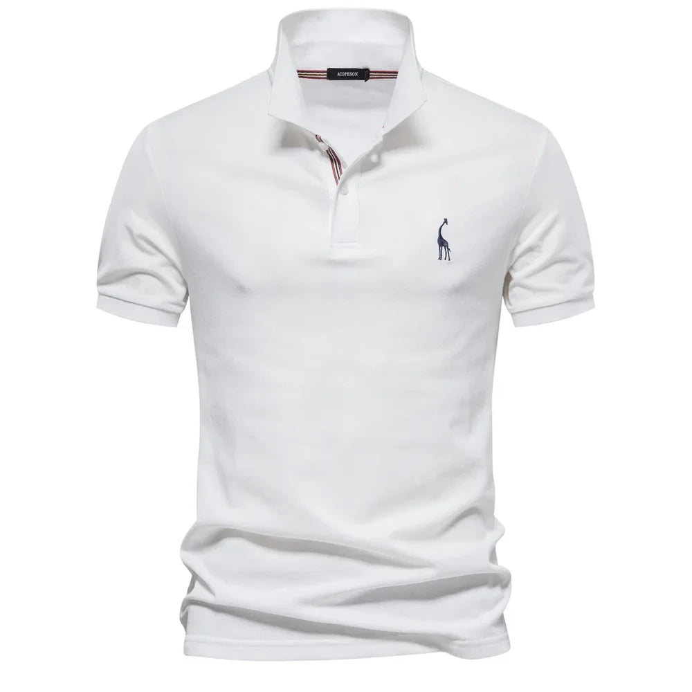 Premium Men's Polo Shirt Deer Embroidery Design 80% Cotton EU Size Casual Short Sleeve Shirts Business Polo Tops Hot Seller