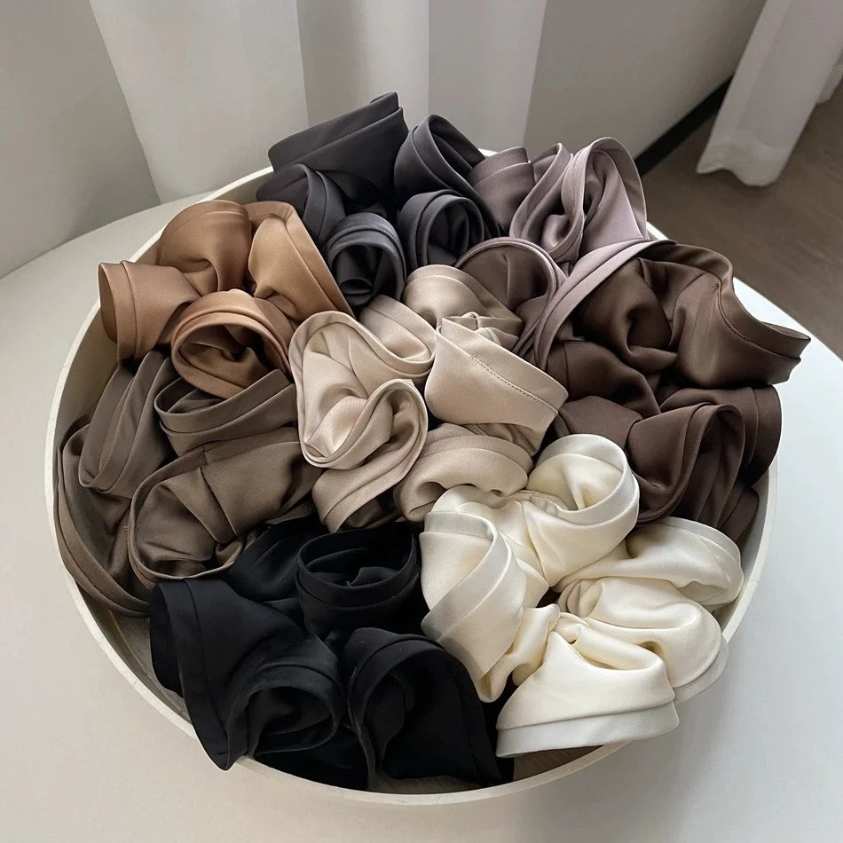 ربطات شعر كورية كبيرة، سكرانشيز، شريط ستان مرن، ربطة شعر على شكل قوس، نسائي، طراز جديد بسيط وأنيق، إكسسوارات شعر لذيل الحصان