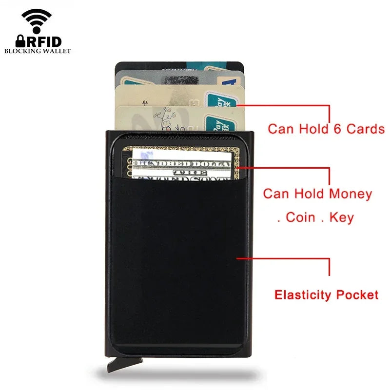 محفظة رجالية لحامل بطاقات الائتمان من بنك الهوية، تحمي من سرقة البيانات بتقنية RFID، محفظة سحرية للأعمال، رفيعة ومضادة للسرقة، حامل بطاقات نقود رجالي.