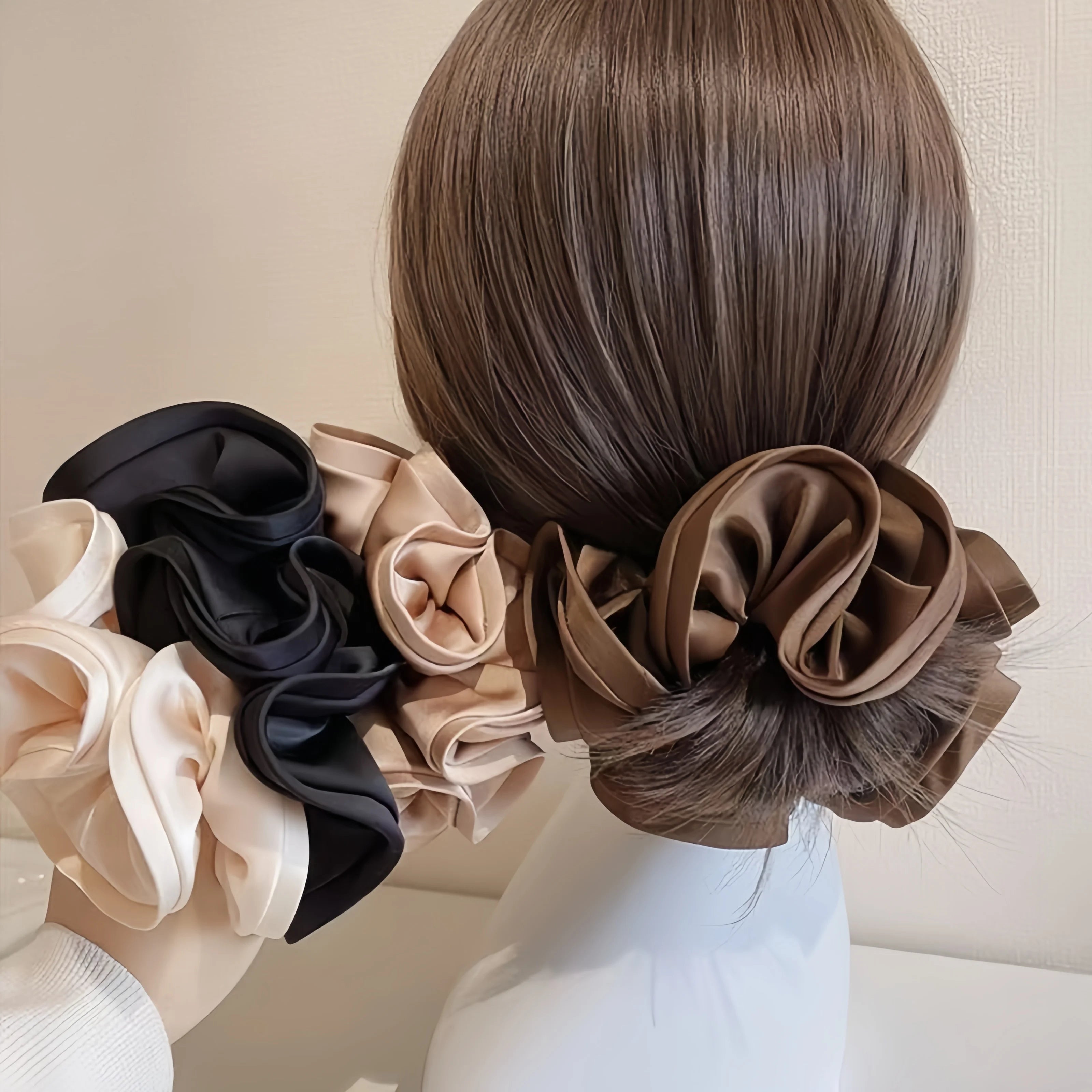 ربطات شعر كورية كبيرة، سكرانشيز، شريط ستان مرن، ربطة شعر على شكل قوس، نسائي، طراز جديد بسيط وأنيق، إكسسوارات شعر لذيل الحصان
