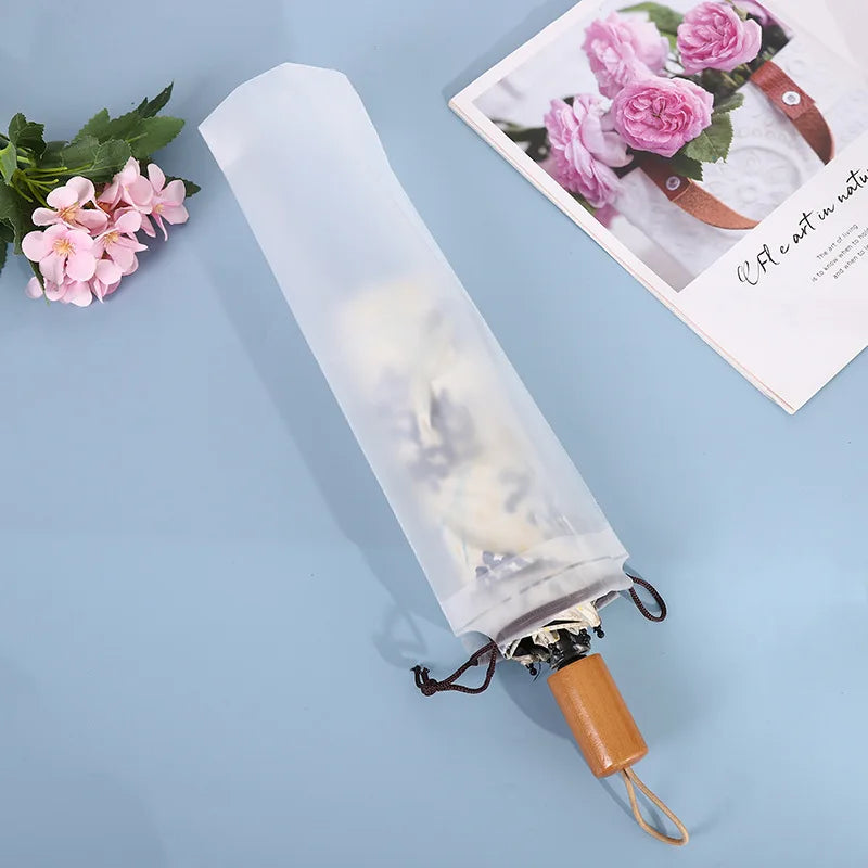 Transparent Waterproof Umbrella Storage Bag Portable Reusable Drawstring Bag Home Storage Organizer Umbrella Accessories