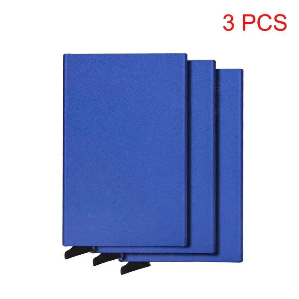 Sleek black metal slim RFID credit card holder with pop-up function for men and women