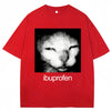 Vintage Funny Ibuprofen Cat Meme Graphic T Shirt Men Women Humor Fashion T Shirts Oversized  Casual Streetwear T-shirts