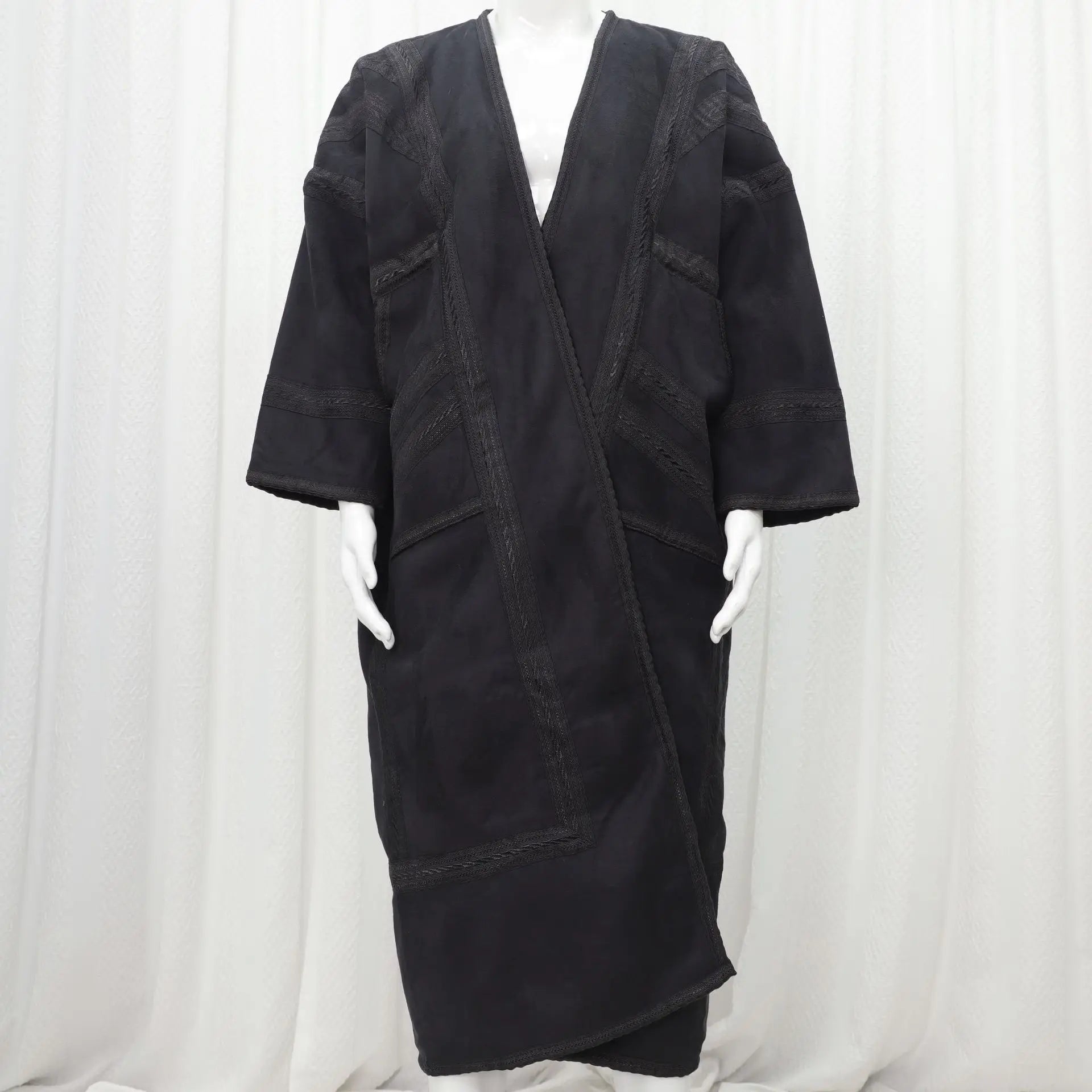Wholesale Men's Scalp Abaya Men Winter Fur Thicken Suede Men's Robe Cardigan Bisht Muslim Coat Fleece Warm Islam Clothing