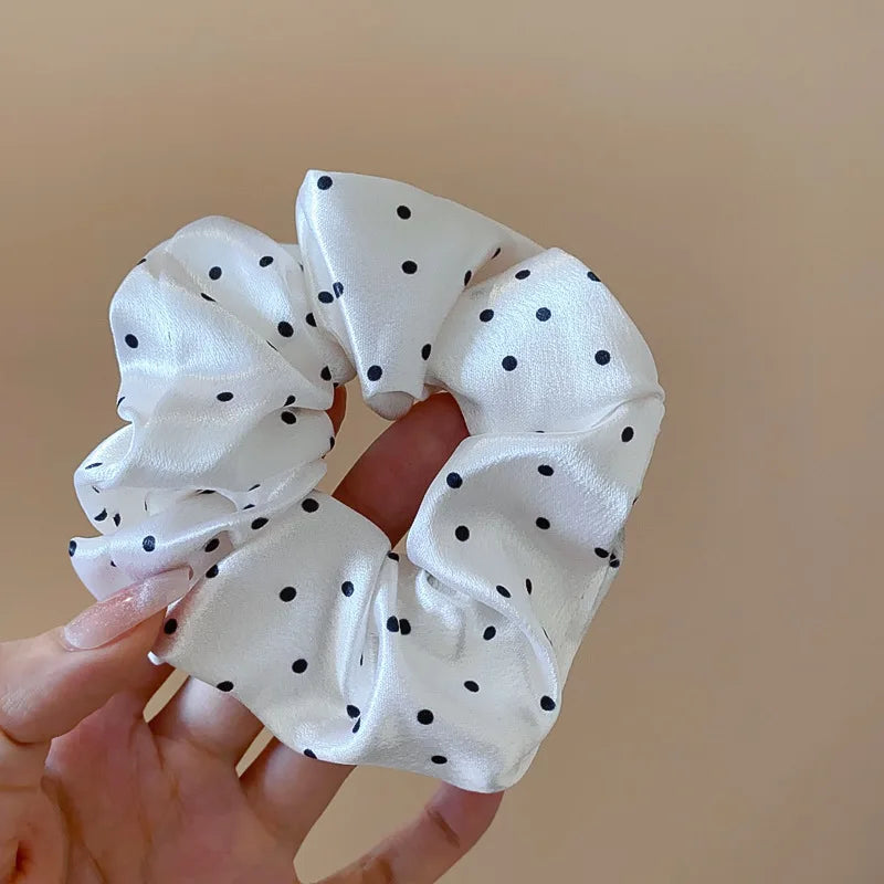 1/2 Pcs Black White Dot Hair Scrunchies Women Girls Simulation Silk Hair Ties Elastic Hair Loop Ponytail Hair Accessories Sets M