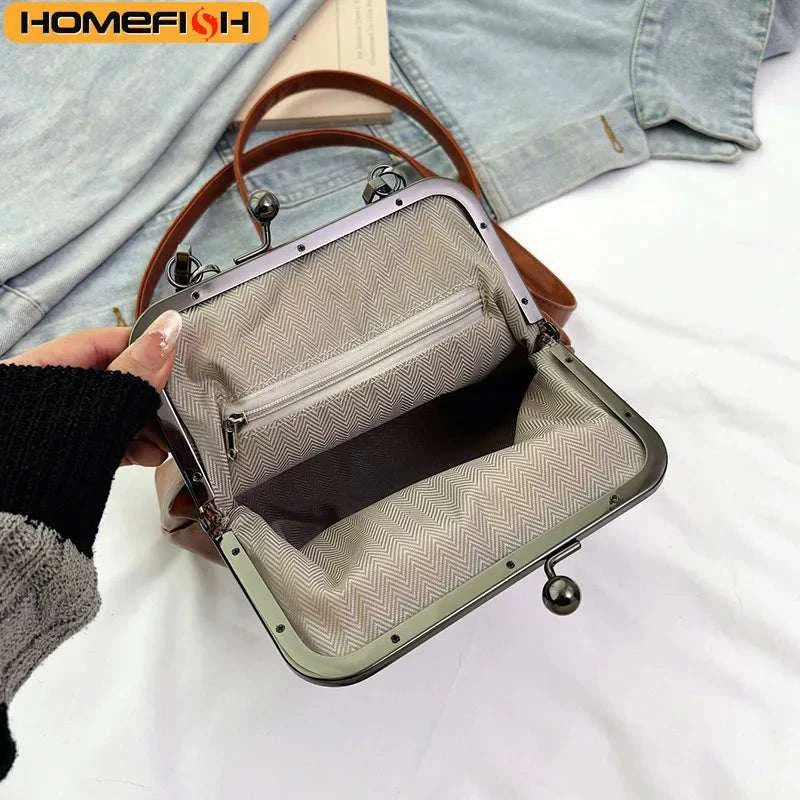 HOMEFISH Vintage Style Women Handbag Brown Versatile Designer Shoulder Bag PU Leather Ladys Shell Purses Crossbody Bags