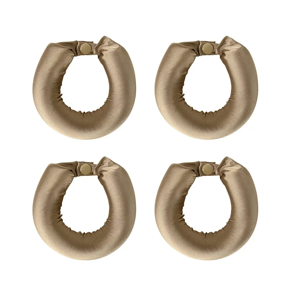 Set of satin heatless hair curlers for gentle overnight curls without damage