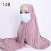 Ready to Wear Hijab Scarf with Earhole Women Stretchy Cotton Muslim Headscarf Female Head Wraps Scarves Islam Neck Head Shawls