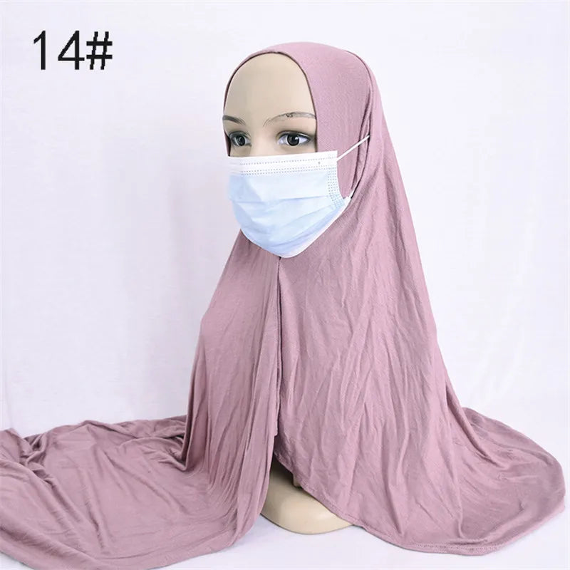 حجاب جاهز للارتداء مع فتحة أذن للنساء، وشاح قطني مطاطي للمسلمات، أغطية رأس نسائية، أوشحة إسلامية للرقبة والرأس