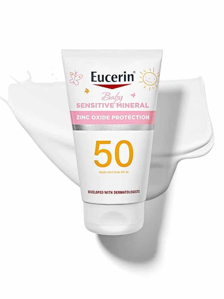Eucerin Gentle Baby Mineral Sunscreen SPF 50 tube for sensitive toddler skin protection