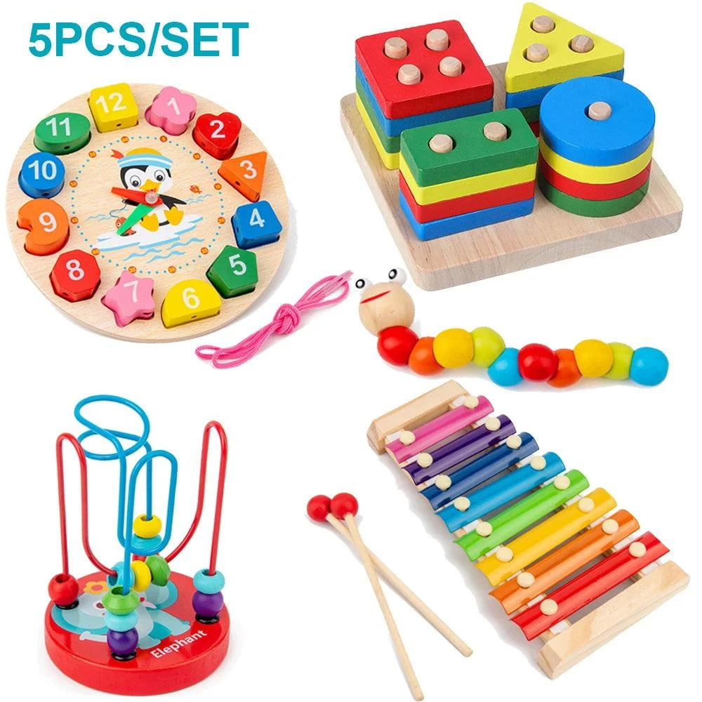 Montessori Baby Toys Kids 3D Wooden Puzzles Early Learning Baby Games Toys Educational Wooden Toys For Children Birthday Gifts