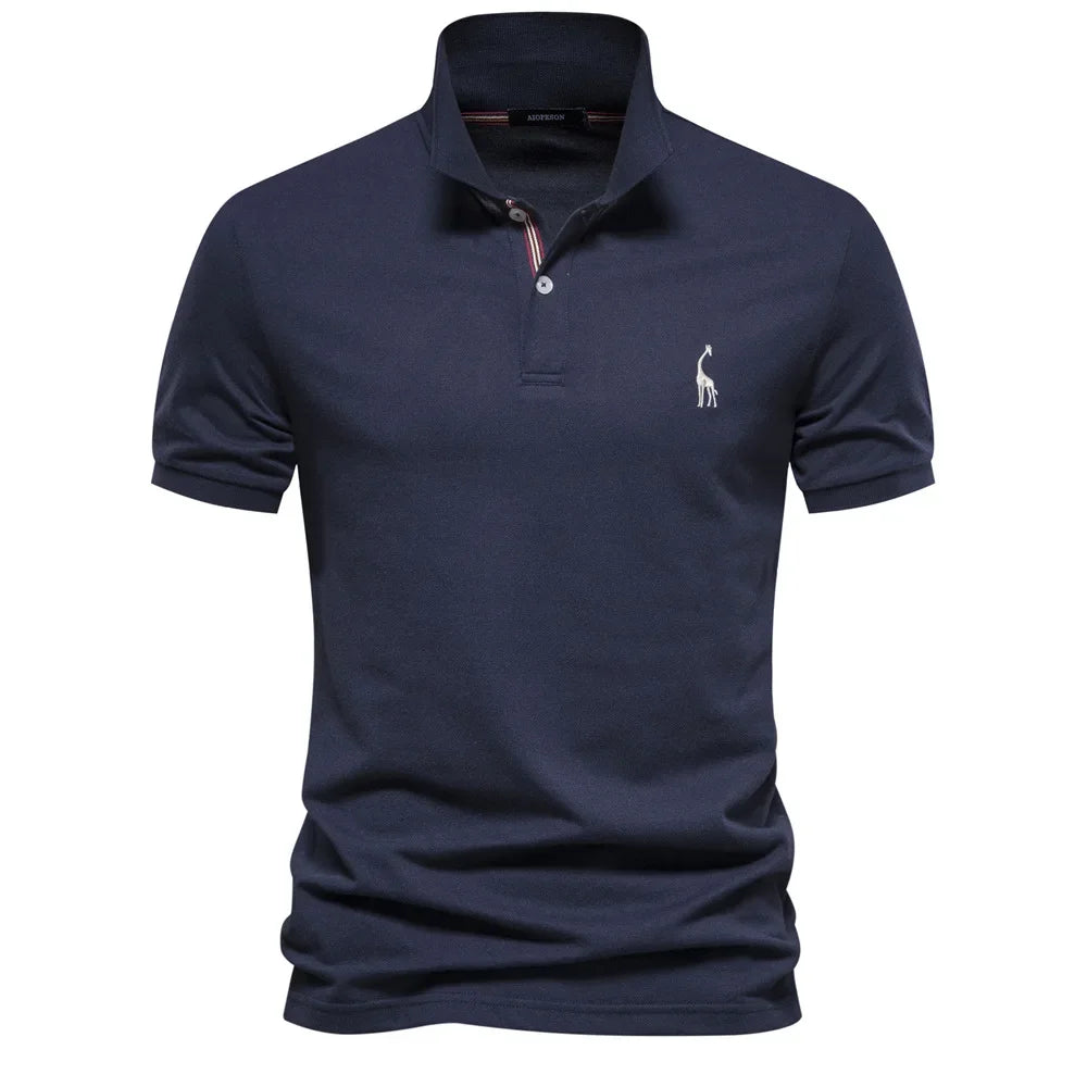 Premium Men's Polo Shirt Deer Embroidery Design 80% Cotton EU Size Casual Short Sleeve Shirts Business Polo Tops Hot Seller