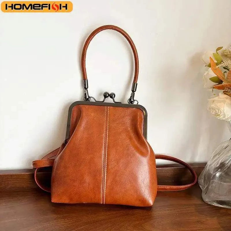 HOMEFISH Vintage Style Women Handbag Brown Versatile Designer Shoulder Bag PU Leather Ladys Shell Purses Crossbody Bags