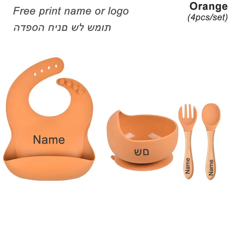 6Pcs/4Pcs Baby Feeding Set Silicone Tableware