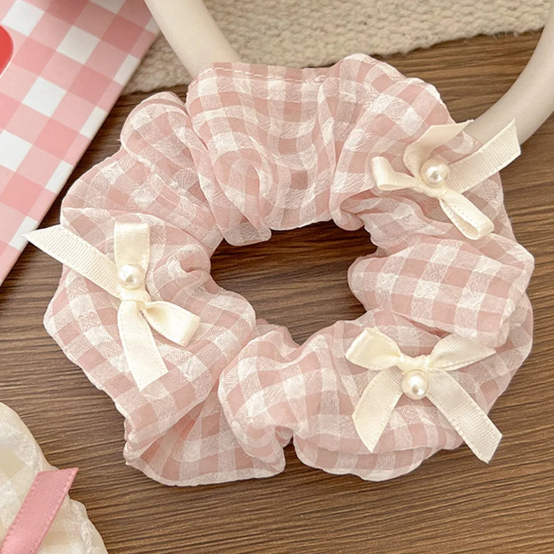 1/2 Pcs Black White Dot Hair Scrunchies Women Girls Simulation Silk Hair Ties Elastic Hair Loop Ponytail Hair Accessories Sets M