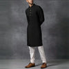 Men's stand-up collar black Muslim robe mid-length personality casual fashion solid color shirt traditional men's clothing