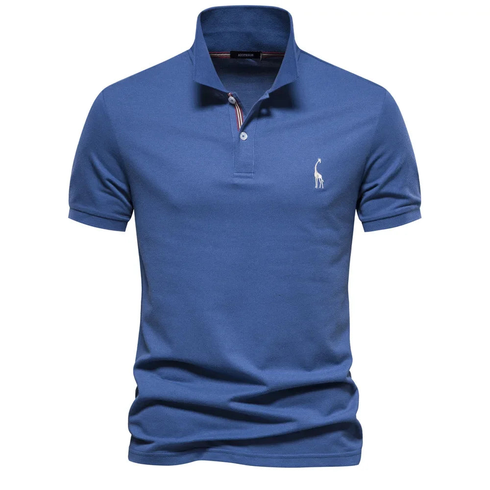 Premium Men's Polo Shirt Deer Embroidery Design 80% Cotton EU Size Casual Short Sleeve Shirts Business Polo Tops Hot Seller