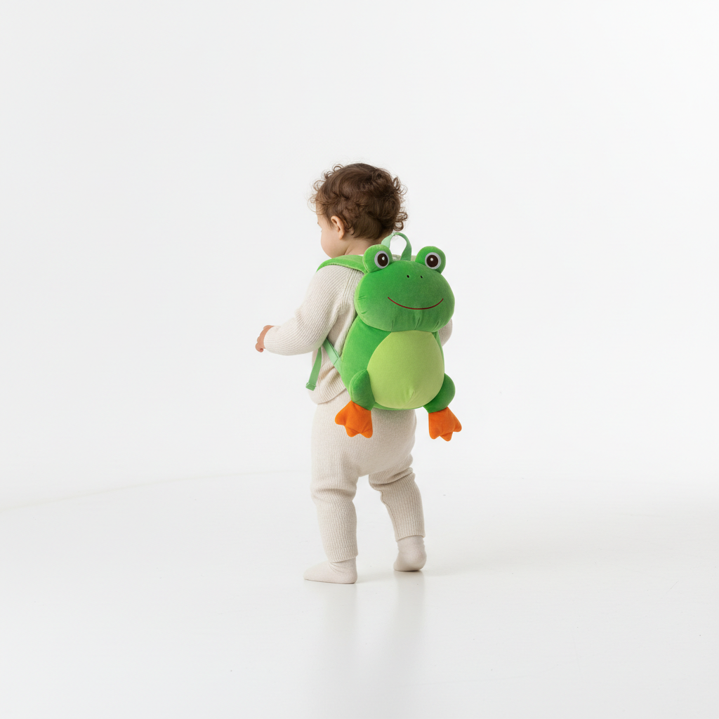 Baby wearing soft adjustable baby head protector backpack for safety and fall protection