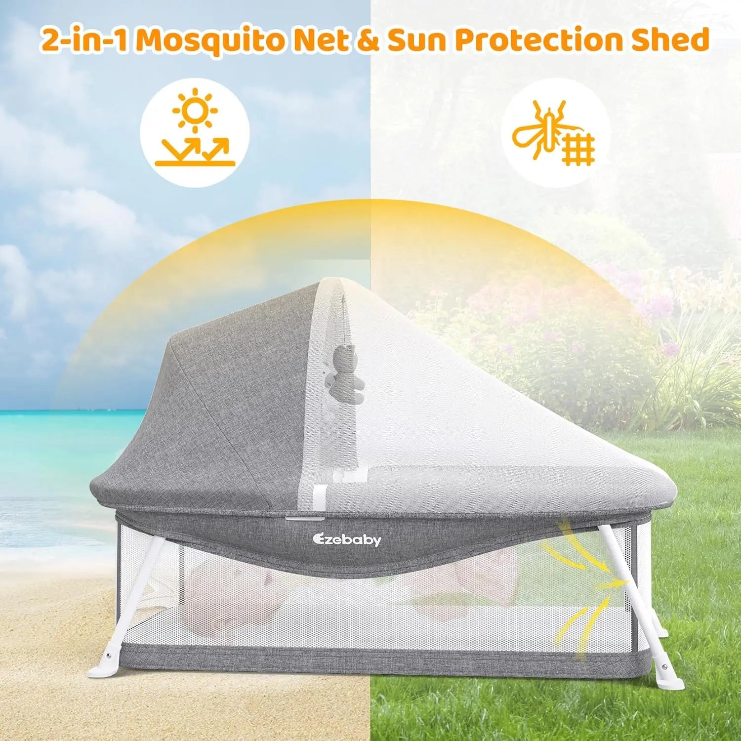 Ezebaby Portable Travel Bassinet for Baby 0-5 Months, Foldable Newborn Bassinet Baby Bed Infant Crib with Padded Mattress