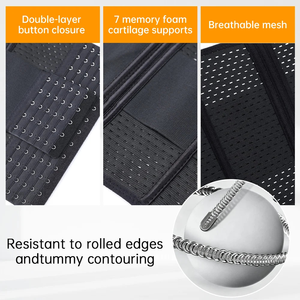 New Adjustable Waist Trainer for Women Double Belts Neoprene Corset with Zipper Workout Cincher for Tummy Control & Back Support