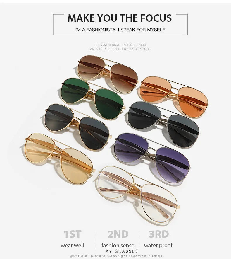Fashion Sun Glasses Unisex Pilot Type Luxury Designer New Retro Aviation Sunglasses Women Men Uv400 Lentes