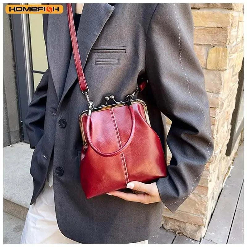 HOMEFISH Vintage Style Women Handbag Brown Versatile Designer Shoulder Bag PU Leather Ladys Shell Purses Crossbody Bags