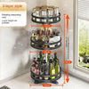 360° Rotation Carbon Steel Spice Rack Organizer Non-Skid Kitchen Storage Tray for Seasonings And Cans - Efficient Spice