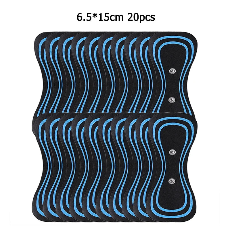 Black and blue EMS neck massager electrode pads for TENS muscle stimulator with gel patch accessories