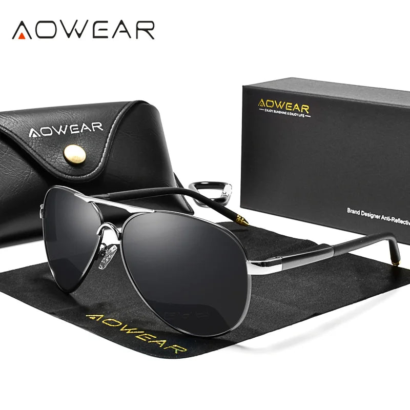 نظارات شمسية طيار للرجال من AOWEAR، نظارات شمسية مستقطبة عاكسة للرجال، نظارات شمسية HD للقيادة للرجال lunettes de soleil homme