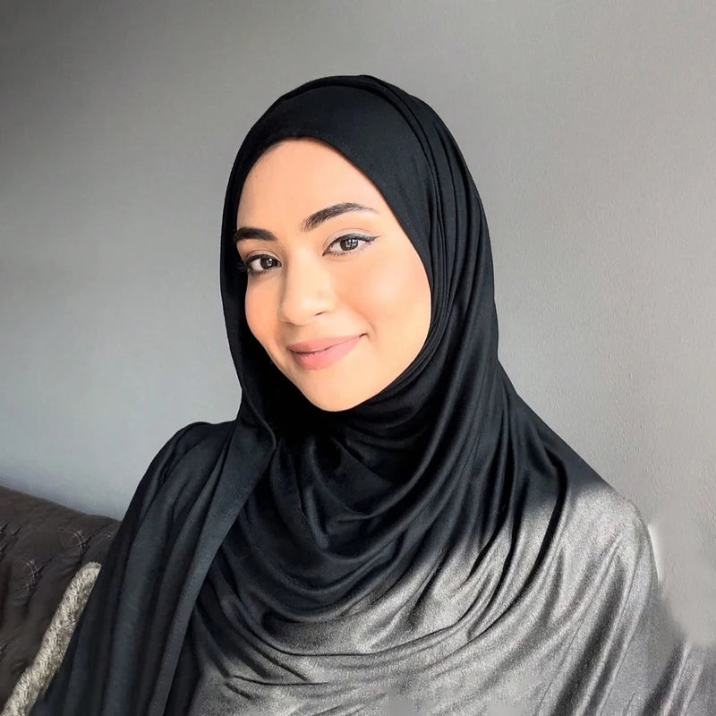 حجاب فوري مسلم من قطن المودال جيرسي، حجاب رمضان للنساء، وشاح سادة ناعم من الجيرسيه الفاخر سهل الارتداء، لفافات رأس