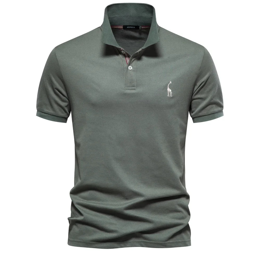 Premium Men's Polo Shirt Deer Embroidery Design 80% Cotton EU Size Casual Short Sleeve Shirts Business Polo Tops Hot Seller
